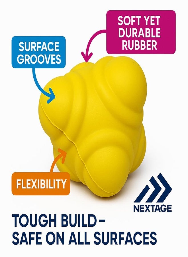Nextage Rubber Reaction Ball - High Bounce Reflex Sports Training Equipment, Agility Speed Hand Eye Coordination, Bouncing Multi Directional Reaction Ball for Cricket Boxing Badminton Tennis - Image 3