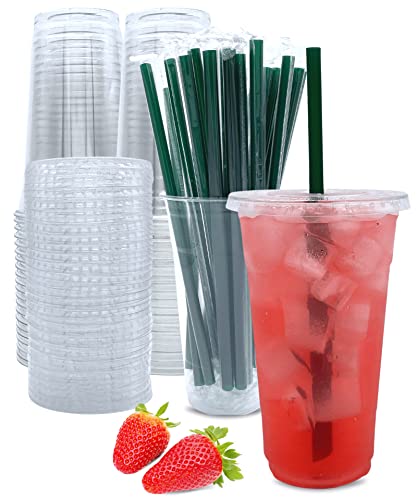 Aatriet 24 oz Clear Plastic Cups with Lids and Straws, Disposable Coffee Cups 25 Sets - Image 5