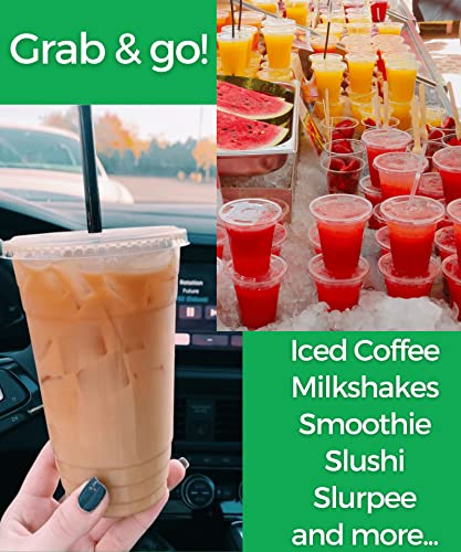 Aatriet 24 oz Clear Plastic Cups with Lids and Straws, Disposable Coffee Cups 25 Sets - Image 4