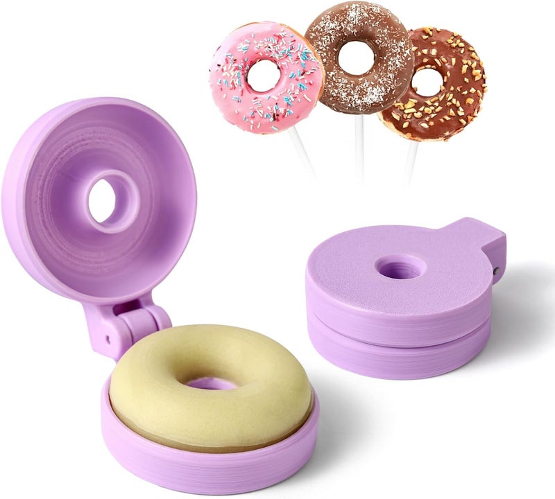 MITCHENIFY 2 PCS Donut Cake Pop Mold Shapes Press Set, 3D Printed Cake Pop Cutter and Pusher, Baking Tools Accessories for Home Baking, Birthday Parties, Wedding Desserts - Image 1
