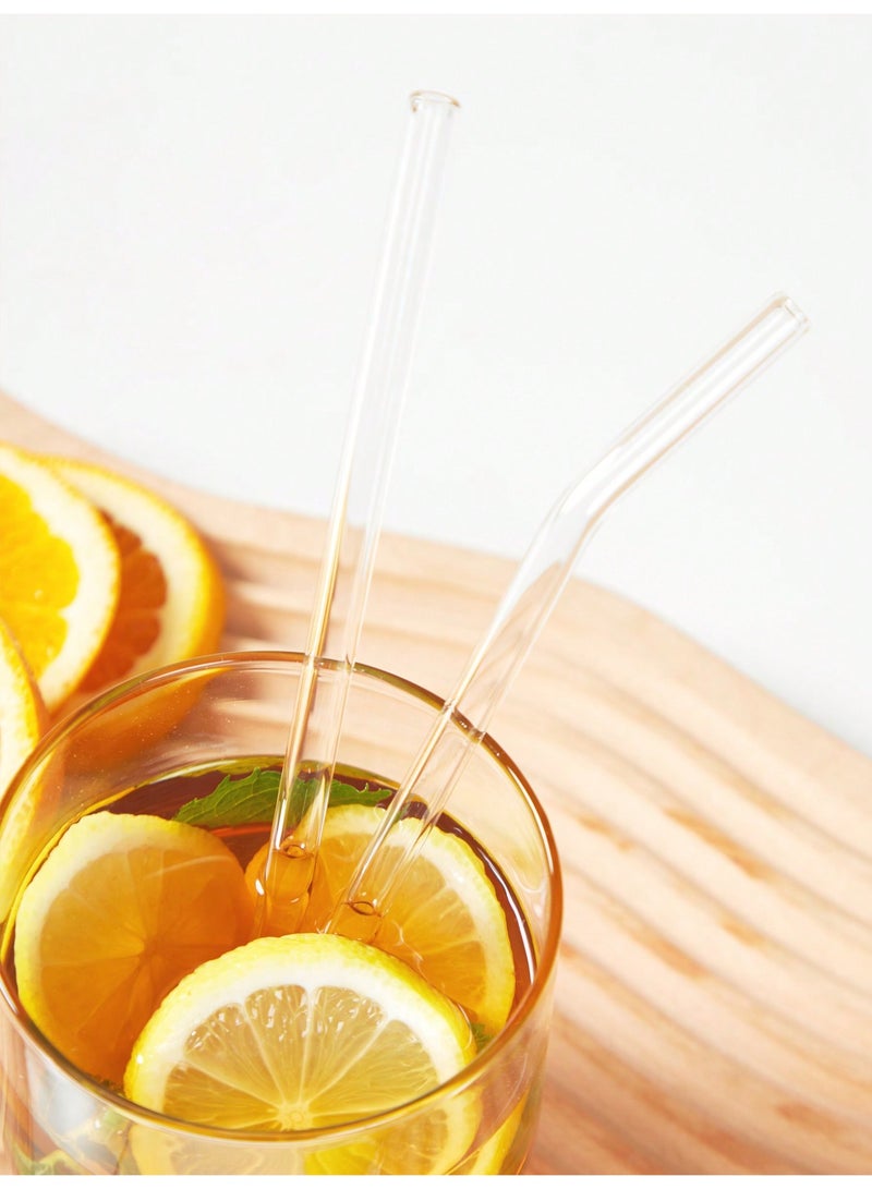 Set of 4/8 Reusable High Borosilicate Glass Straws – Heat-Resistant, Transparent, BPA-Free, Perfect for Smoothies, Juice & Tea, Dishwasher Safe, Ideal for Daily Use & Festive Celebrations. - Image 5