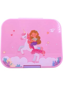 TINY WHEEL 4 Compartments Unicorn Bento Box Pink 9841  - Image 1