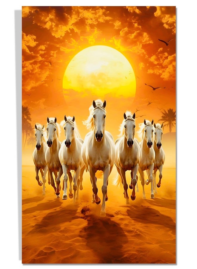 Roostaflag 7 Horses Energy Poster for Home Decor | 7 Running Horses Painting Vastu Posters | 7 Horses Wall Poster | 7 Horse Poster Big Size | 7 Horses Wall Decor Posters for Office, Living Room - Image 1
