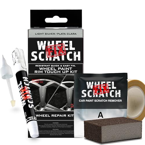 Wheel Scratch Fix Silver Rim Touch Up Paint Kit, Car Wheel Scratch Repair Kit, Wheel Touch Up Paint Pen, curb rim repair kit, curb rash repair Kit, Universal Rim Alloy Wheel Paint Color Black, Silver, Gray (Light Silver) - Image 1