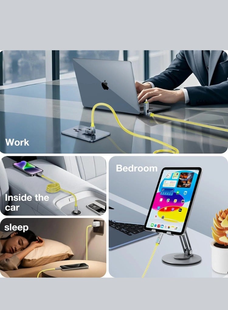 TRANSFORMERS 4-in-1 Zinc Alloy Fast Charging Cable, PD240W Transformers Multi-Device Charger USB to Type- C & Lightning and Type-C to Type-C & Lightning Durable Nylon Braided Cord TF-A12 for iPhone, Samsung, Laptop & More - Image 4