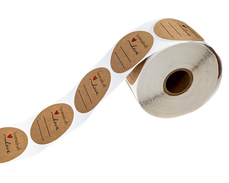 SBlabels 2" Homemade with Love Sticker with Writing Lines / 2" Round Homemade with Love Canning Label / 500 Jar Labels Roll/Made in The USA - Image 3