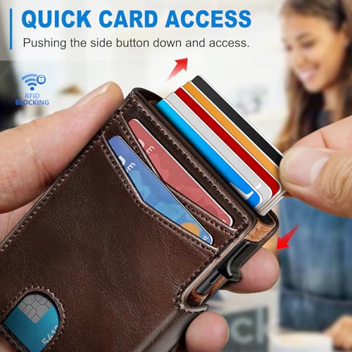 miyozi Men Wallet,with Money Clip Coins Pocket ID Window,Slim Front Pocket RFID Blocking Pop-up Card Holder 3.9"x 2.7", Gift Boxed - Image 5