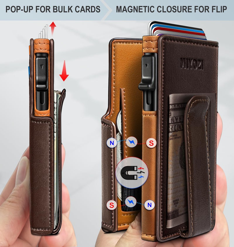 miyozi Men Wallet,with Money Clip Coins Pocket ID Window,Slim Front Pocket RFID Blocking Pop-up Card Holder 3.9"x 2.7", Gift Boxed - Image 3