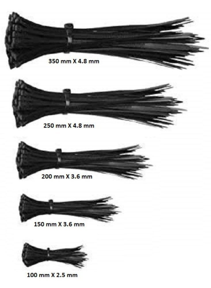 فكسر أربطة كابلات من النايلون الأسود مقاس 4.8 × 350 مم - أربطة بسحاب ذاتية الغلق شديدة التحمل ومقاومة للأشعة فوق البنفسجية (100 قطعة) - Image 3