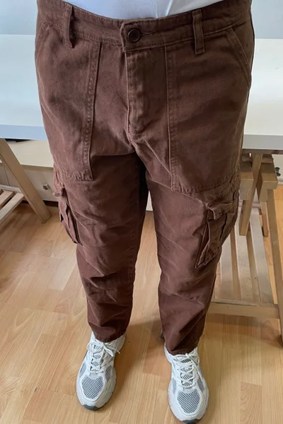 Cool Tarz Cool Style Men's Cargo Pocket Baggy Pants Dark Brown Color