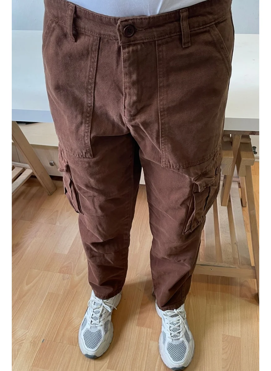 Cool Tarz Cool Style Men's Cargo Pocket Baggy Pants Dark Brown Color