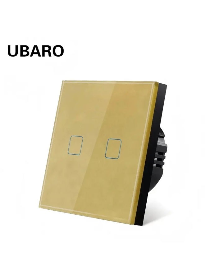 UBARO 86 Type Tempered Glass Touch Light Switch, Single Fire Wire Single Control Square Touch Sensor Wall Switch - Image 1