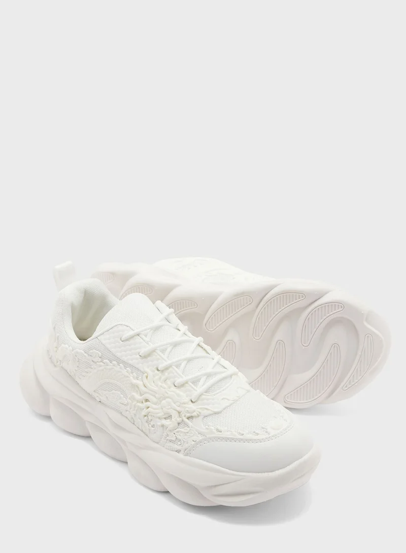 سفنتي فايف Dragon Detailed Casual Sneakers