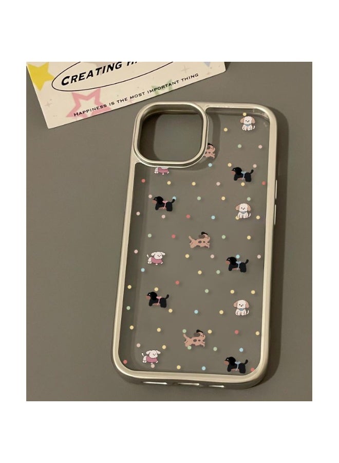 NIBEMINENT A Puppy With A Screen Full Of Dots Protective TPU Case Cover For iPhone 15 Pro Max, Matte Silver - Image 1