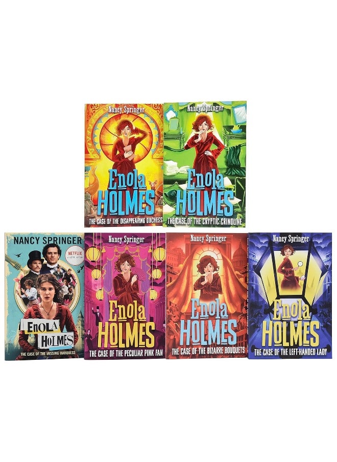 Enola Holmes Mystery Series 6 Books Collection Set (The Case of the Missing Marquess, The Case of the Peculiar Pink Fan, Case of the Left-Handed Lady & More)