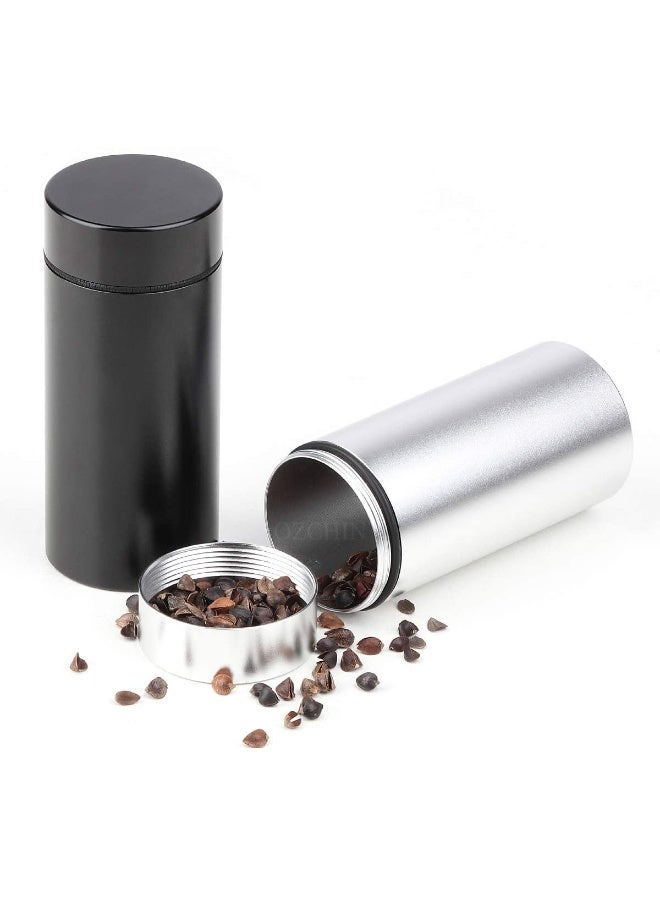 OZCHIN Aluminum Storage Jar Portable Airtight Smell Proof Container Bottle Multipurpose Storage Container for Spices Coffee Teas 80ml SilverBlack - Image 3