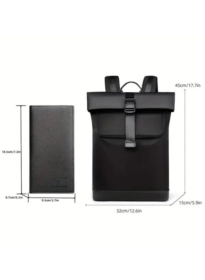 Brown Mens Premium Faux Leather Laptop Backpack Anti Theft Business Travel Commuting - Image 3