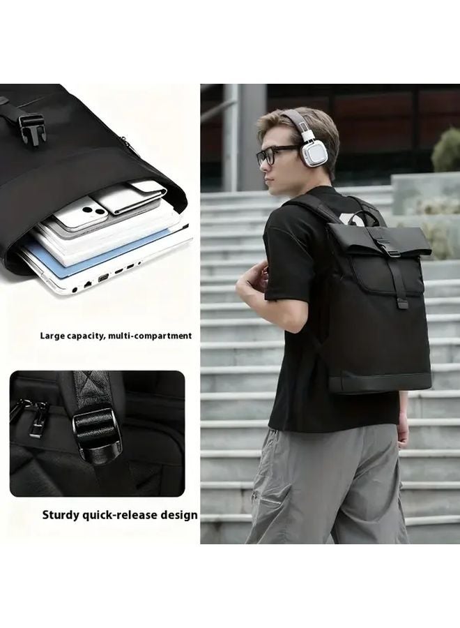 Brown Mens Premium Faux Leather Laptop Backpack Anti Theft Business Travel Commuting - Image 4