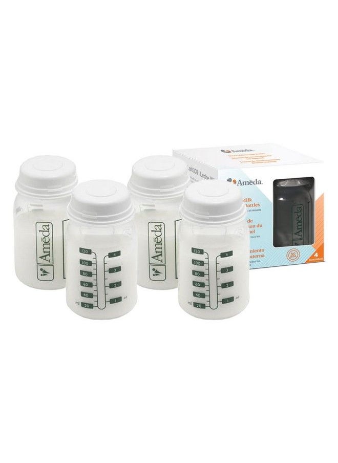 Ameda Breastmilk Storage Bottles With Lock Tight Cap 4.4 Ounce Milk Storage Containers (4 Count)  - Image 2