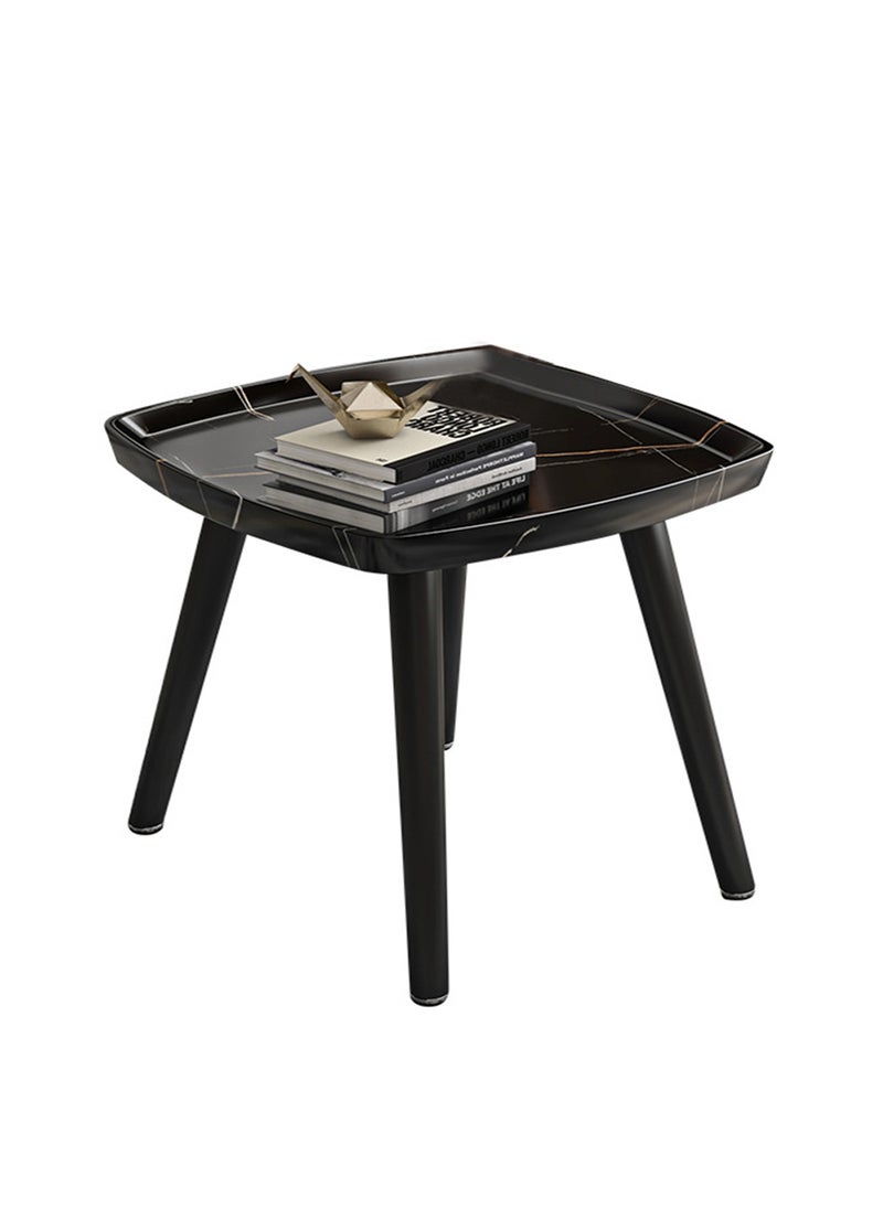 Sharpdo Modern Living Room Small Square Table Coffee Table Side Table, Black Marble Texture Square Table, Suitable for Bedroom, Living Room, Bay Window 50*50*48CM - Image 1