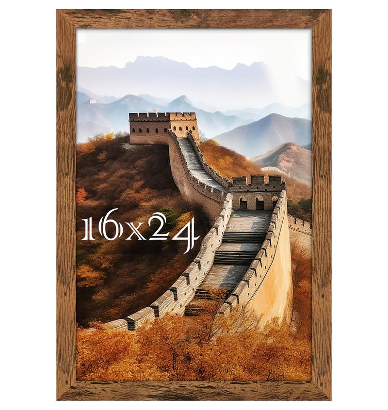 Picrit 16x24 Picture Frame, Photo Frame for Wall Mounting Display, Brown - Image 1