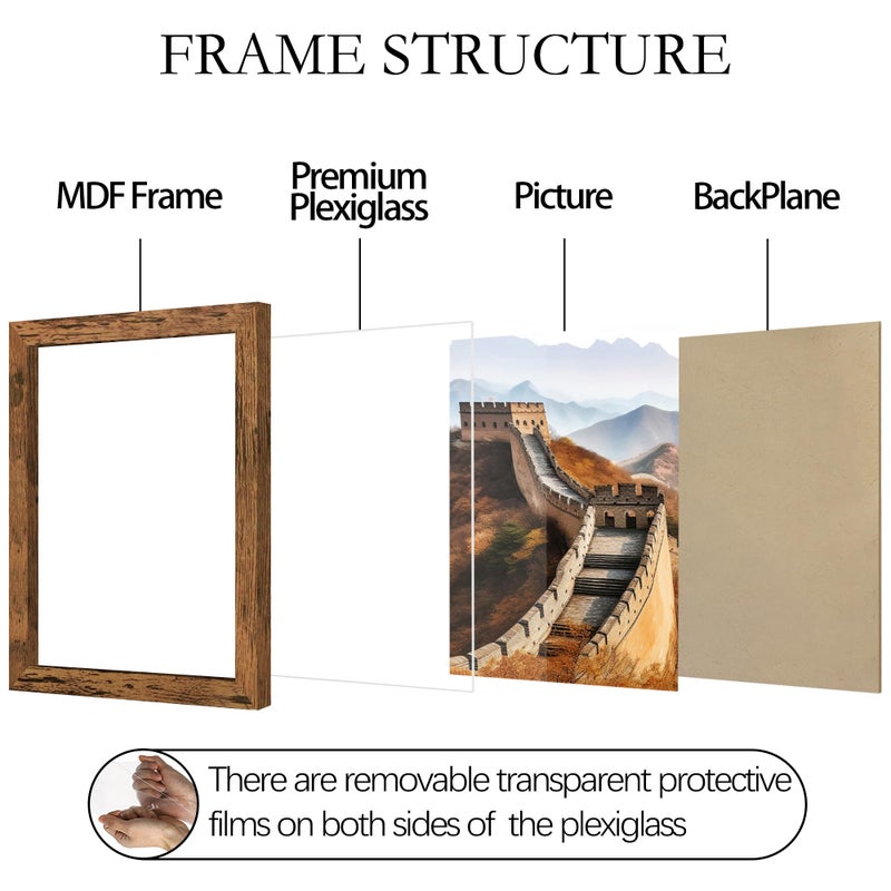 Picrit 16x24 Picture Frame, Photo Frame for Wall Mounting Display, Brown - Image 4