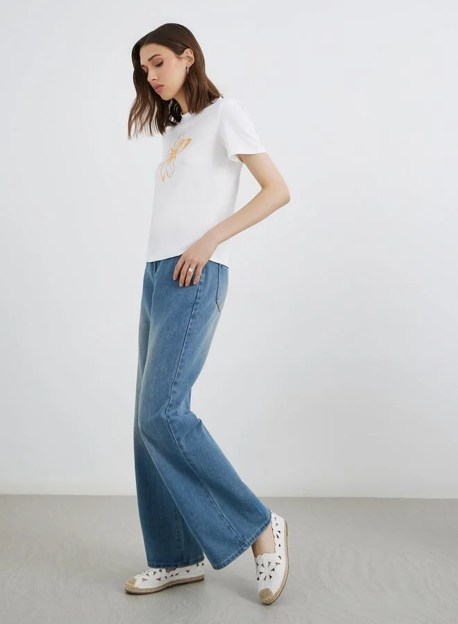 Take Two Take Two White Graphic Print Cotton T-Shirt