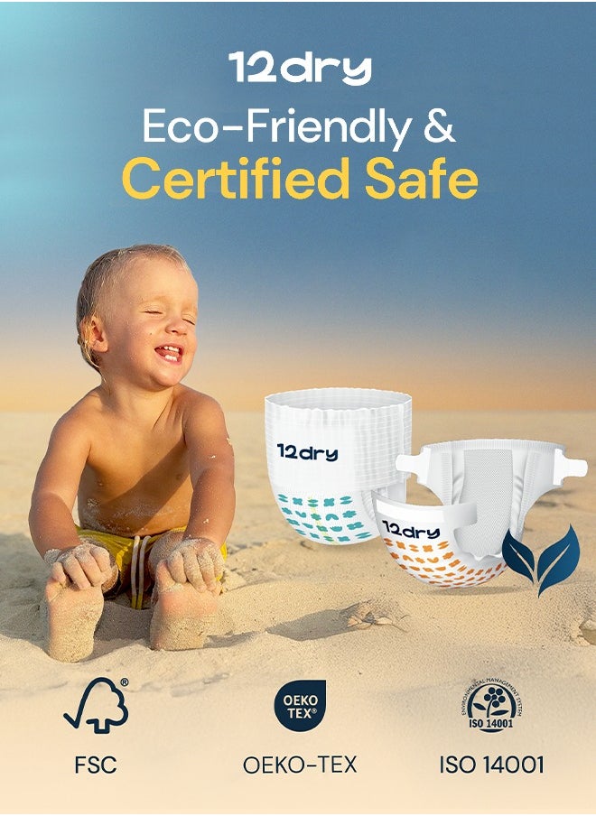 12dry - Easy Waist Diaper Pants Perfect for Babies with Round Tummies 100% Ultra Japanese Absorption Thin and Breathable Eco-Friendly Hypoallergenic Extra Soft Waistband - Image 1