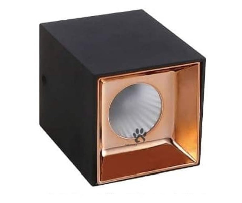Mufasa 6 Watts Black Gold Surface Mounted Spot Light Down Light for Balcony/Room/Hallway (CREE LED) (Warm White, Cube) - Image 2