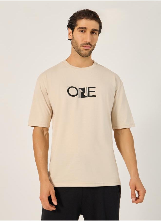 Styli - Minimal Print Oversized Cotton Rich T-Shirt - Image 1