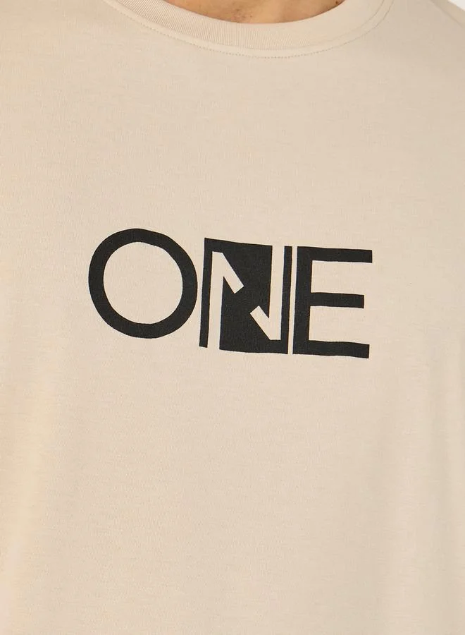 ستايلي Minimal Print Oversized Cotton Rich T-Shirt