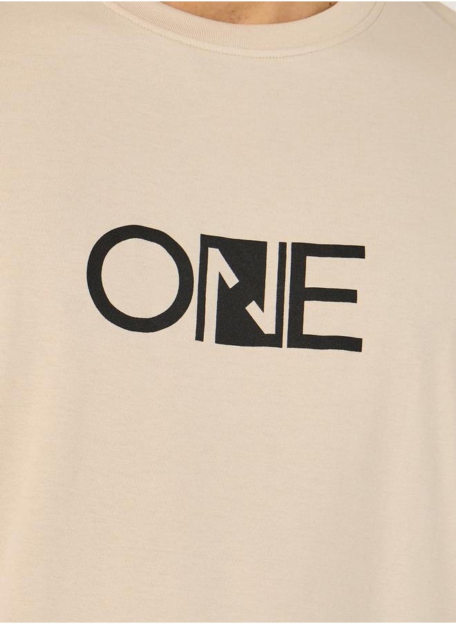 Styli - Minimal Print Oversized Cotton Rich T-Shirt - Image 1