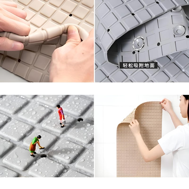 Bath Mat - Anti-Slip Silicone Shower Mat with Self-Drying Adhesive Base for Bathroom Floor Safety, 40x60cm - Image 4