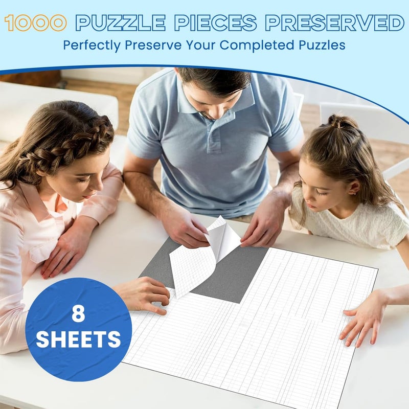HASTHIP ® 8 قطع أوراق حفظ الألغاز 26x18 سم، لاصقة شفافة قابلة للإزالة، لا حاجة للصمغ، ملصقات حفظ خالية من الفوضى لألغاز 1000 قطعة - Image 4