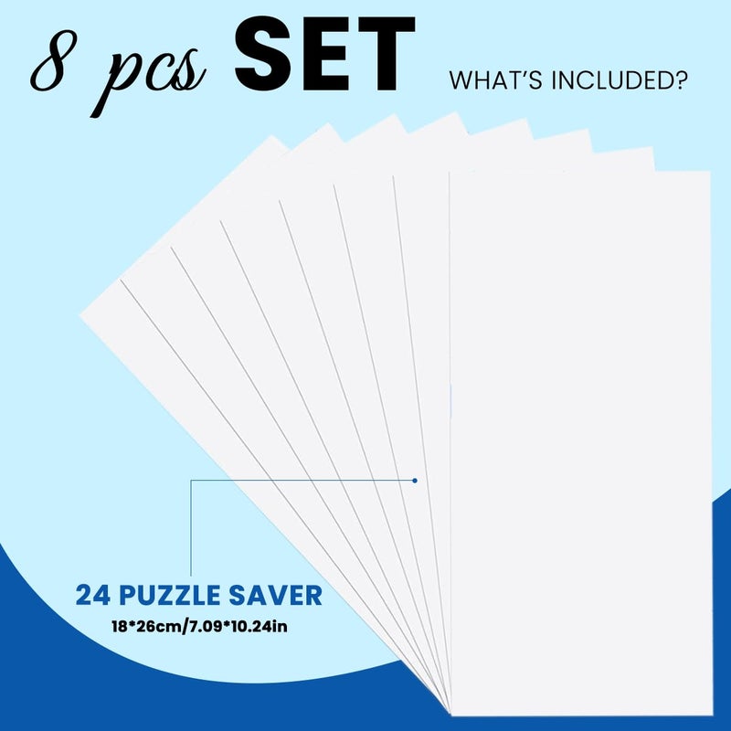 HASTHIP ® 8 قطع أوراق حفظ الألغاز 26x18 سم، لاصقة شفافة قابلة للإزالة، لا حاجة للصمغ، ملصقات حفظ خالية من الفوضى لألغاز 1000 قطعة - Image 2