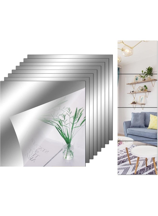TPGP Pack of 8, 20 x 20 cm / 8 x 8 inches, Self-Adhesive Acrylic Mirror Tiles, Wall Stickers, Bathroom Adhesive Mirrors, Door Mirrors for Cabinets, Sand Tattoo  - Image 1