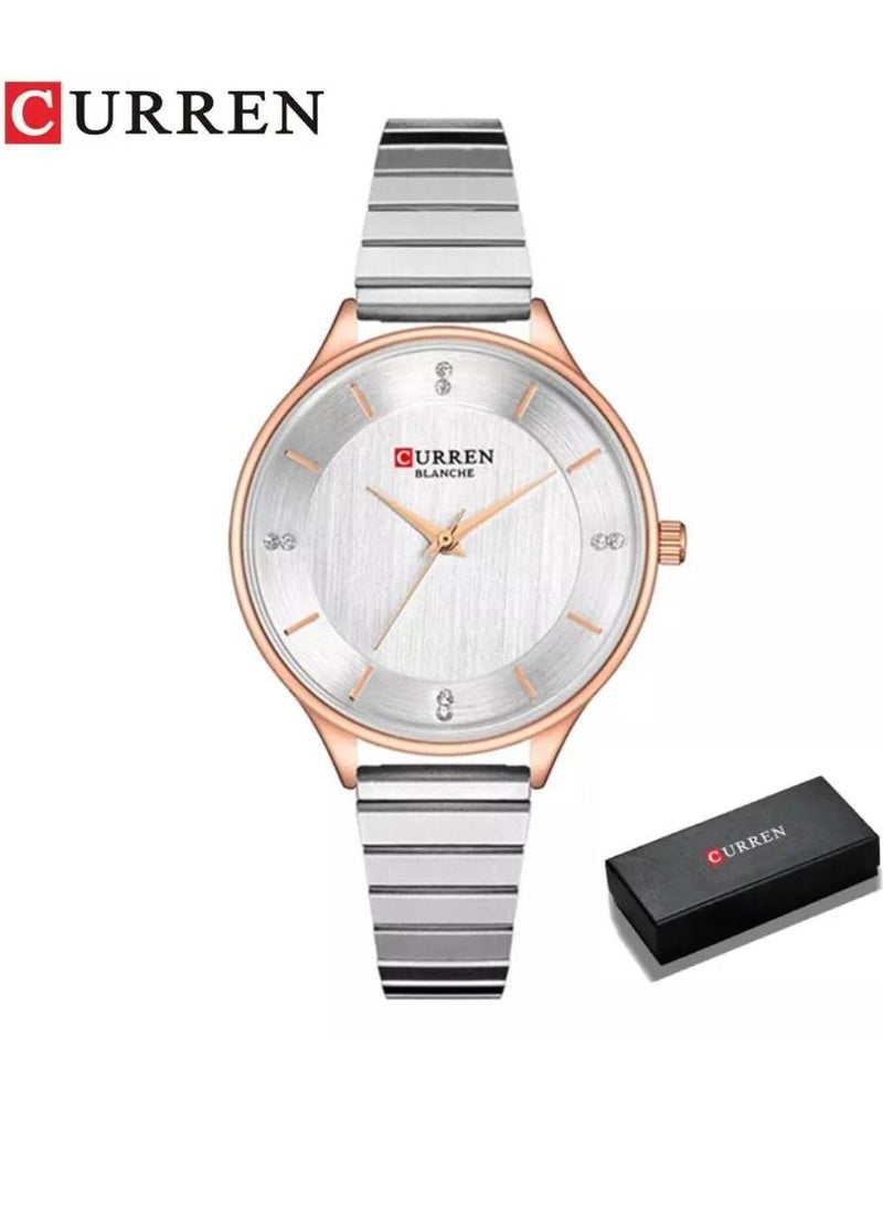 CURREN - 9041 Brand Luxury Waterproof Women's Watch with Quartz Ladies Wrist Watch Silver - Image 1