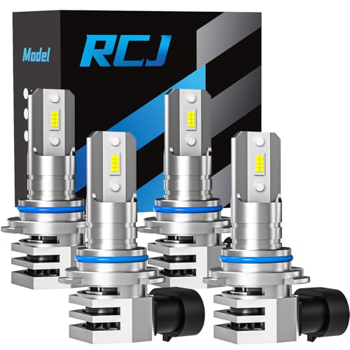 RCJ Fog Weather Light Bulbs, 9005/HB3 9006/HB4 Bulbs Combo 6000K Cool White with Cooling Fan, Plug-N-Play, Pack of 4 - Image 1