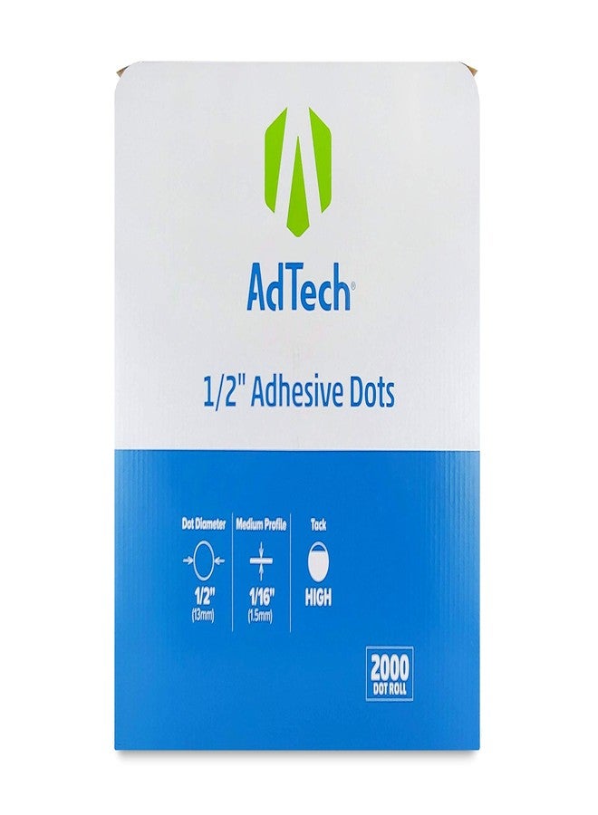 AdTech Double Sided Adhesive Dots - Pressure Sensitive, Double-Sided Tape Alternative - 1/2" High Tack, 2000 Dot Roll - Image 1