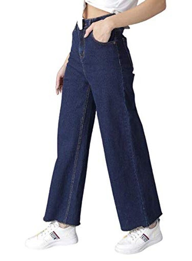 KOTTY Womens High Rise Cotton Lycra Clean Look Ankle Length Flared Denim Jeans(Blue,30) - Image 2