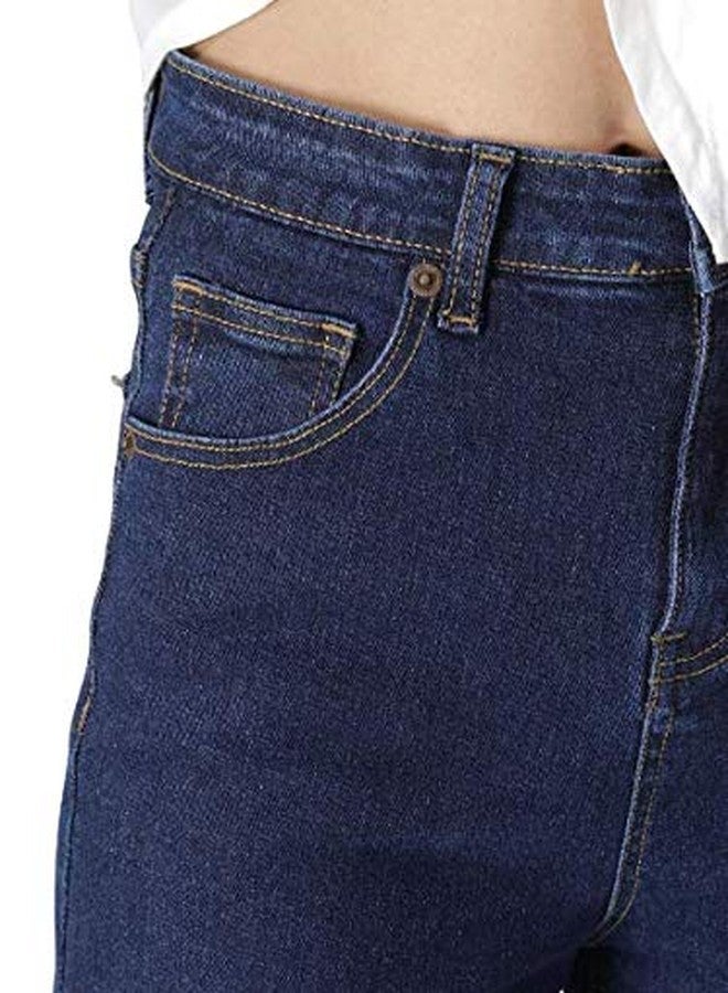 KOTTY Womens High Rise Cotton Lycra Clean Look Ankle Length Flared Denim Jeans(Blue,30) - Image 5