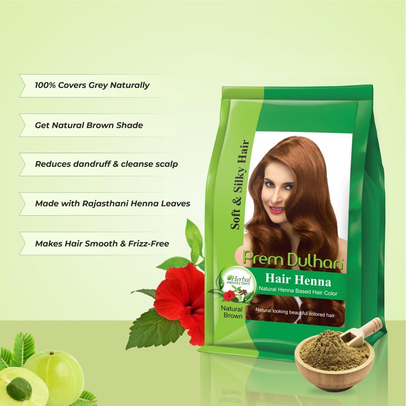 Prem Dulhan Hair Henna Natural Henna Based Hair Color |Natural Brown| -125 GRM Pack of 1 - Image 3