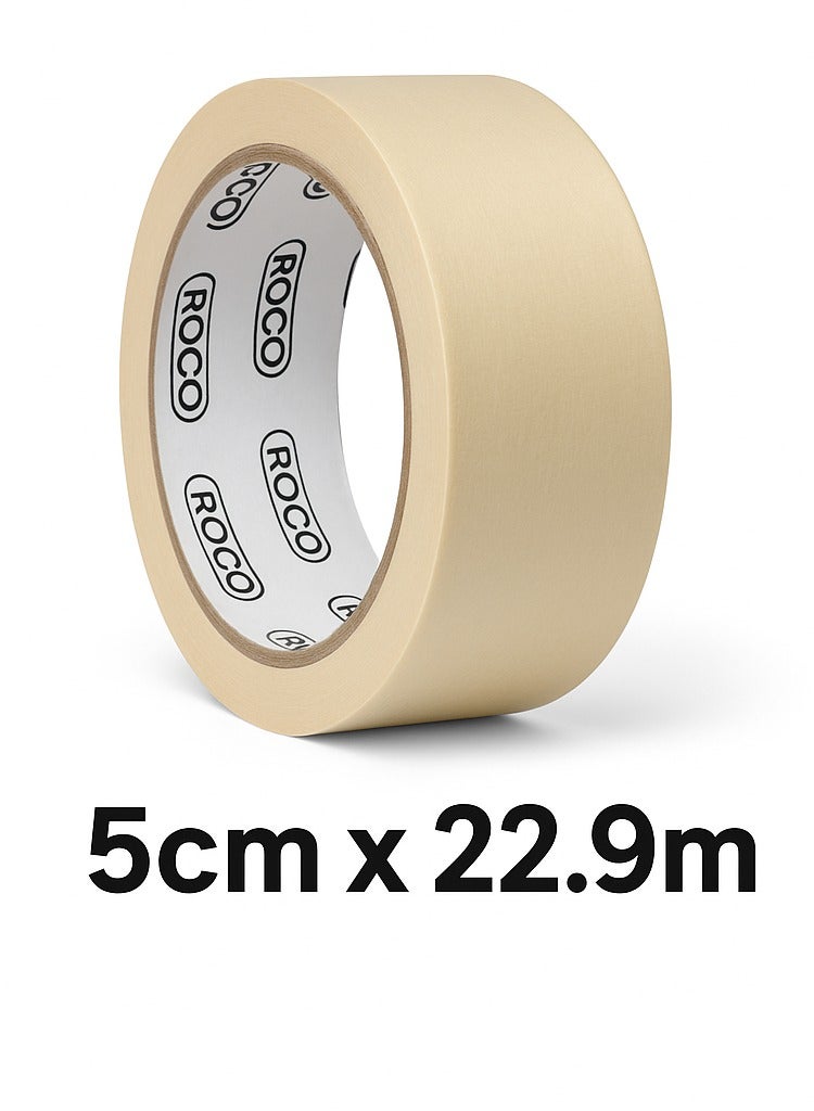 روكو شريط لاصق روكو ٥ سم × ٢٢٫٩ متر – لاصق قوي، سهل التمزق، للاستخدام في الدهانات والمكتب والاستخدام العام - Image 1