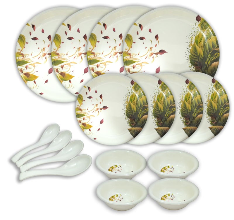 Inpro 16 Pcs Melamine Dinner Set (4 Full Plate, 4 Half Plate, 4 Bowl, 4 Spoon).Melamine dinnerware-Melamine Tableware-Melamine Dish Set-Melamine serveware - Image 1