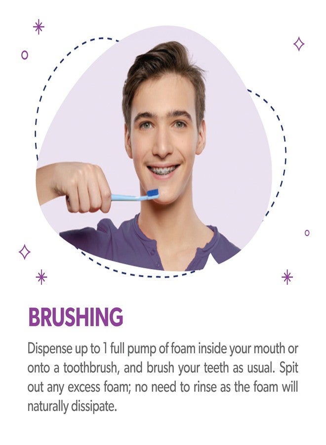 EverSmile OrthoFoam Braces Cleaner - Brushable Foam Whitens Teeth, Eliminates Bacteria, Fights Plaque and Bad Breath - Cleans Under Metal, Ceramic, Clear Brackets and Wires - 50ml (2 Pk) - Image 5