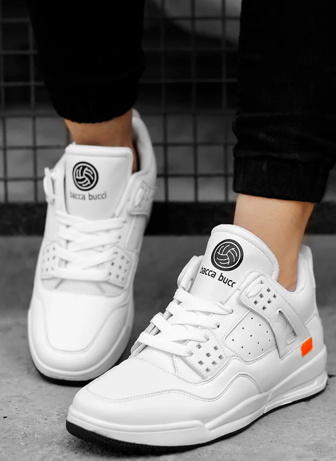 Bacca Bucci White Ultraforce Mid-Top Retro Fashion Athletic Sneakers for Men | Best Price UAE