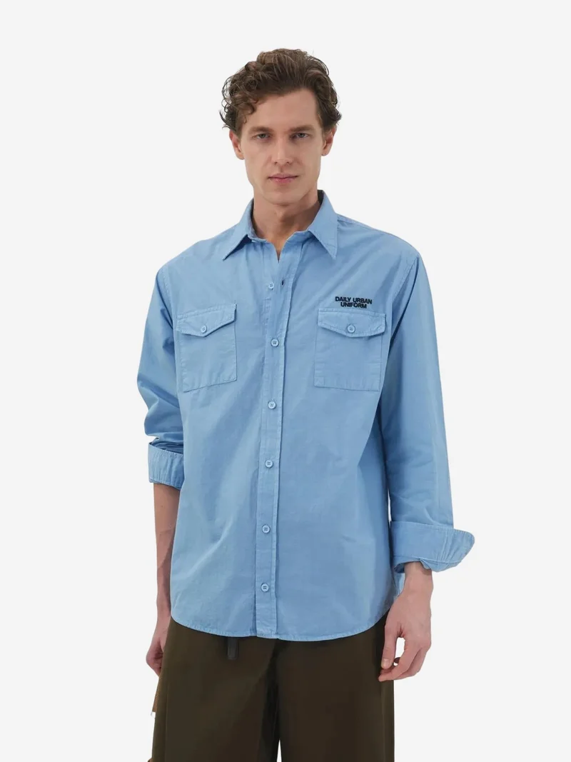 جيستو GIESTO Men's Cotton Poplin Text Print Shirt
