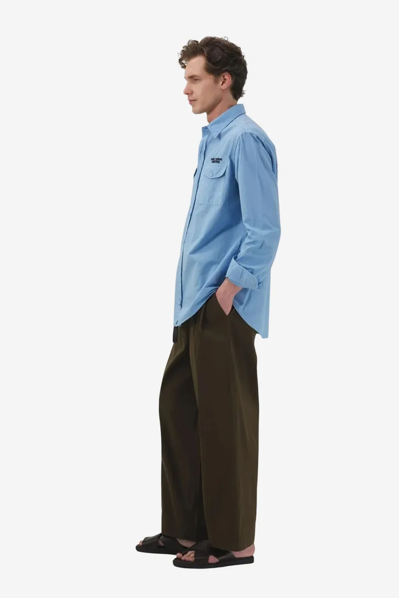 Giesto Baby Blue GIESTO Men's Cotton Poplin Text Print Shirt for Men | Best Price UAE