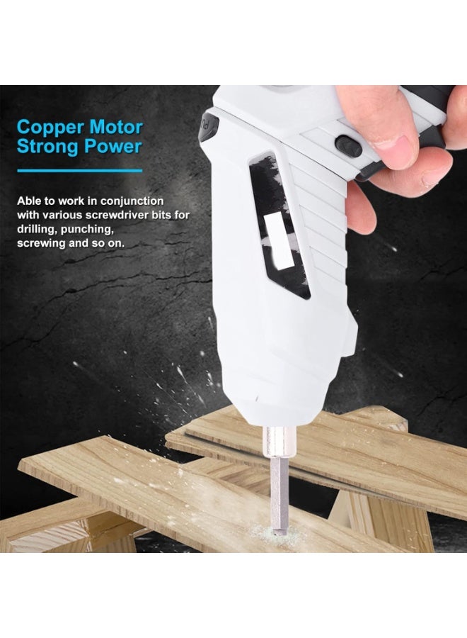 Handheld Cordless Electric Screwdriver Set with USB Rechargeable Battery and 2 Driver Bits for Home DIY and Maintenance White - Image 2