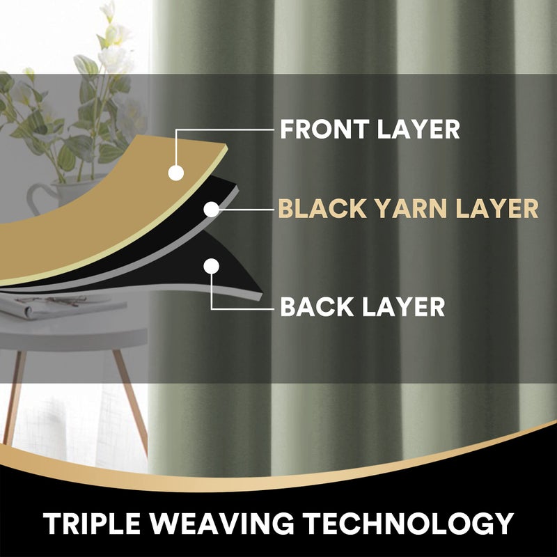 PrinceDeco 100% Blackout Curtains 84 inches Long Pair of Energy Smart & Noise Blocking Out Drapes for Baby Room Window Thermal Insulated Guest Room Lined Window Dressing(Desert Sage  52 inches Wide) - Image 4
